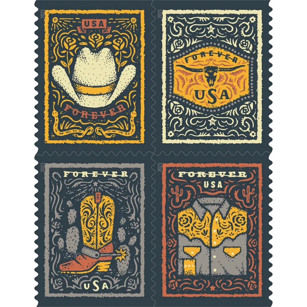 (2021) USPS Western Wear Forever Postage Stamps